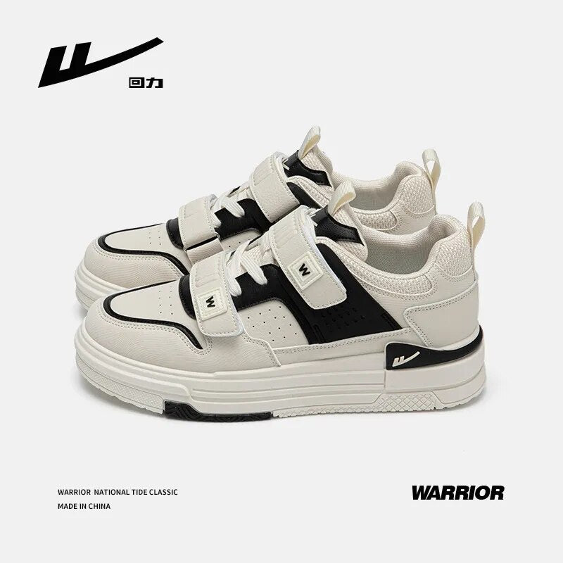 Warrior Hook & Loop Men's Sneakers 2023 New Thick bottom Black White Mixed Colors Casual Sneaker High Street Campus Men Shoes