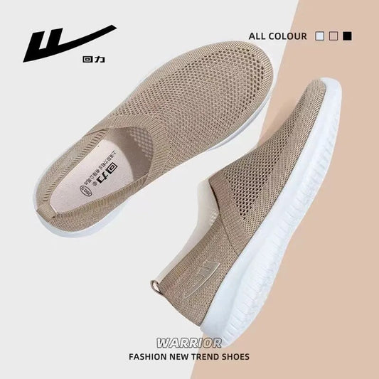 Warrior Men's Summer Sneakers Simplicity Knitted Breathable Hollow Out Slip-On Shoes Non-slip Suitable For Elderly People Aged50