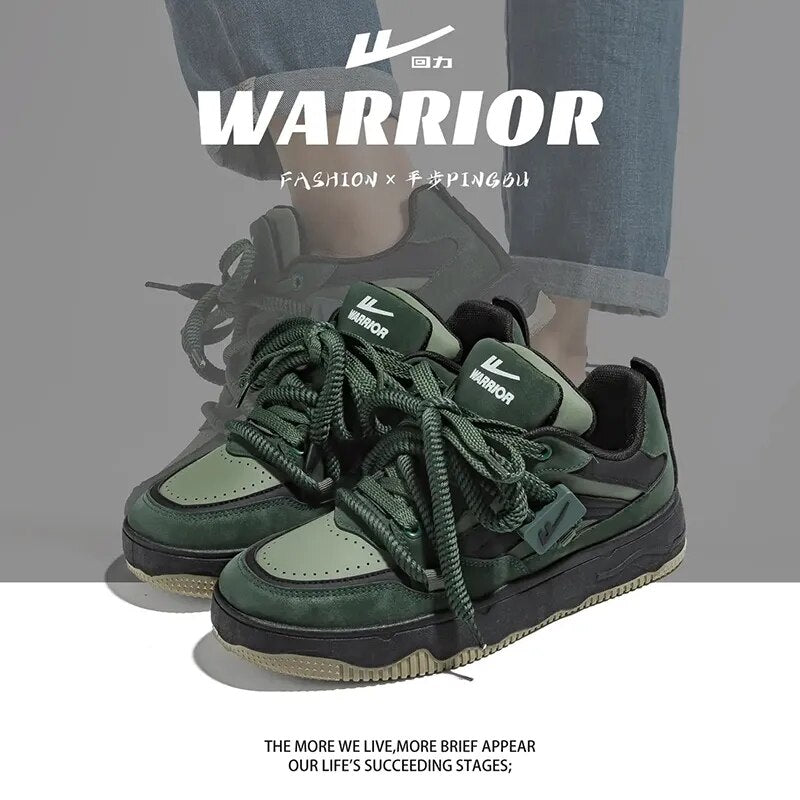 Warrior Unisex Korean Fashion Board Athletic shoe Original brand Blackish Green ins Casual Versatile Tennis Female sneakers