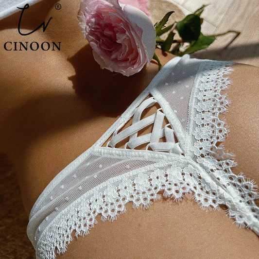 CINOON Sexy Women Lace Panties Low-waist Underwear Thong Female G String Breathable Lingerie Temptation Embroidery Intimates