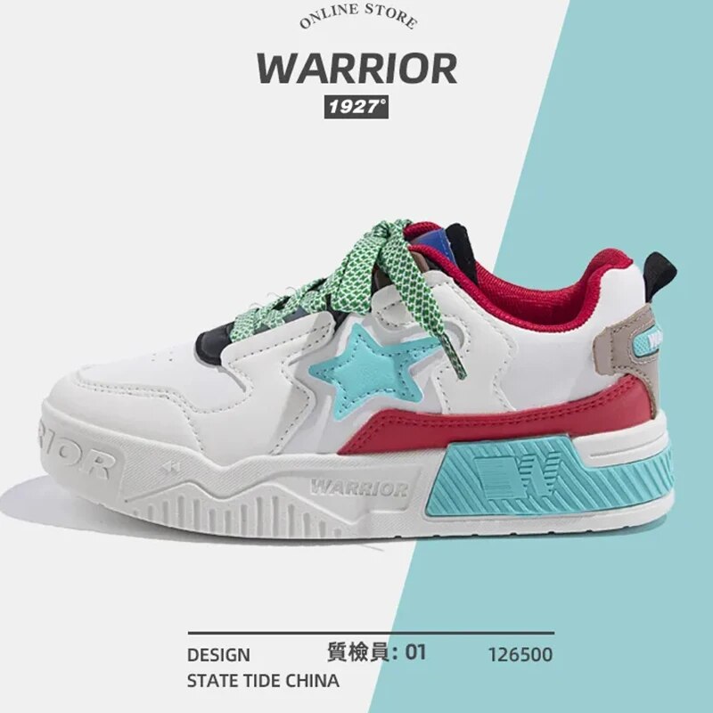 Warrior American style Sneakers Women Fashion Original Casual Shoes For Women Leather Sewing Lace-up Comfortable Walking shoes