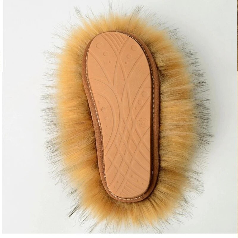 Y2k Oversized Women Slippers Winter Faux Fur Plush Elegant House Slipper Indoor And Outdoor Non-slip Furry Fluffy Home Shoes