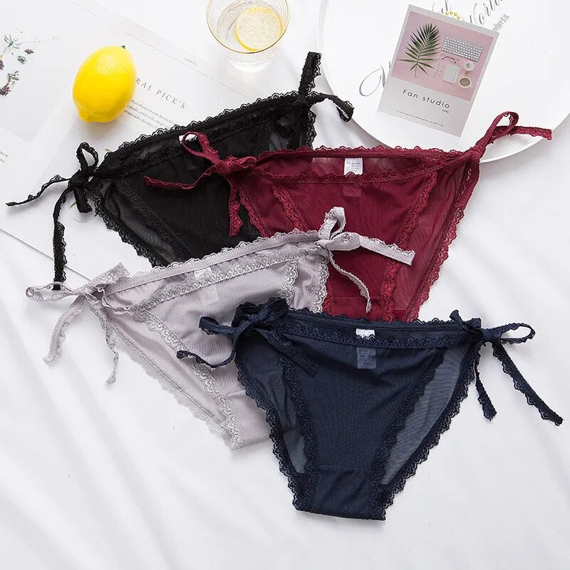 Lace Women Sexy Panties Cotton Underwear Solid Color Bikini Low Waist Breathbale Underpants Female Soft Intimates Thong Lingerie