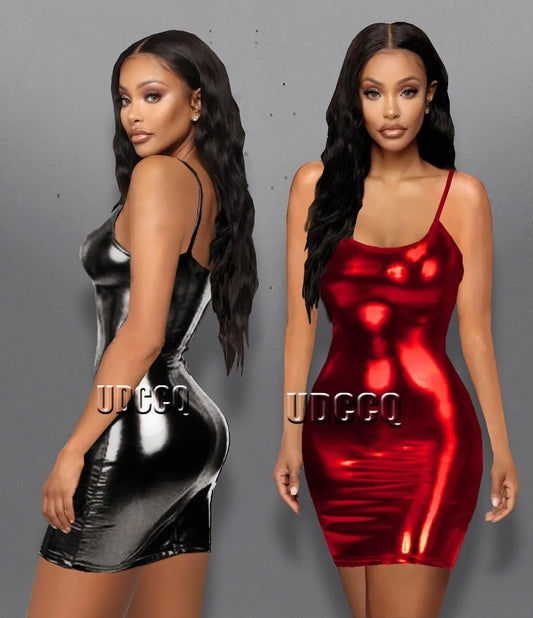 HOT PVC glisten Metallic Faux Leather plus size lingerie costumes underwear babydoll sexy for sex Pole dance Bodycon Dresses