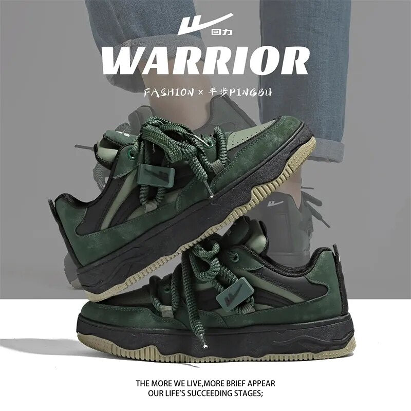 Warrior Unisex Korean Fashion Board Athletic shoe Original brand Blackish Green ins Casual Versatile Tennis Female sneakers