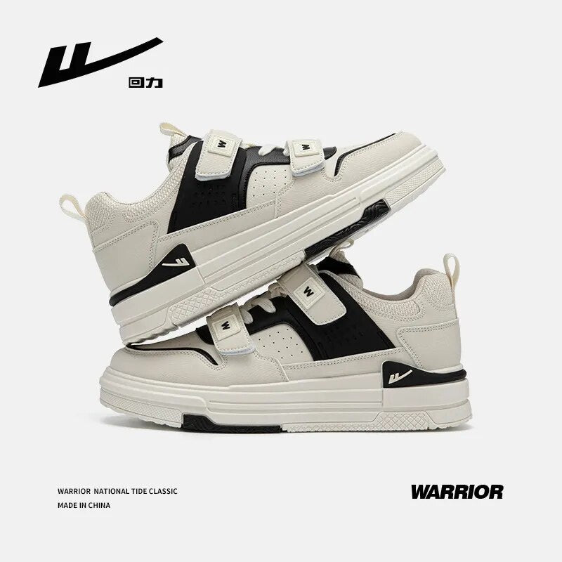 Warrior Hook & Loop Men's Sneakers 2023 New Thick bottom Black White Mixed Colors Casual Sneaker High Street Campus Men Shoes