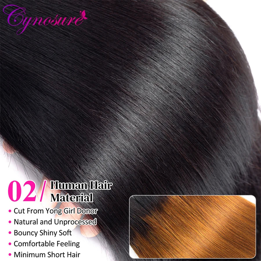 Cynosure Hair Straight Bundles 1 PC Brazilian Straight Human Hair Weave Double Weft Human Hair Bundles Remy Hair