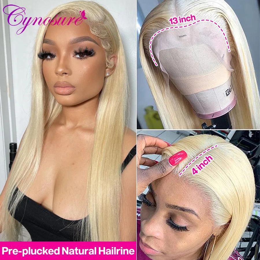 Cynosure 30inch 613 Blonde Lace Front Wig Human Hair Wigs For Women Transparent Lace Frontal Wig Blonde Bone Straight Human Hair