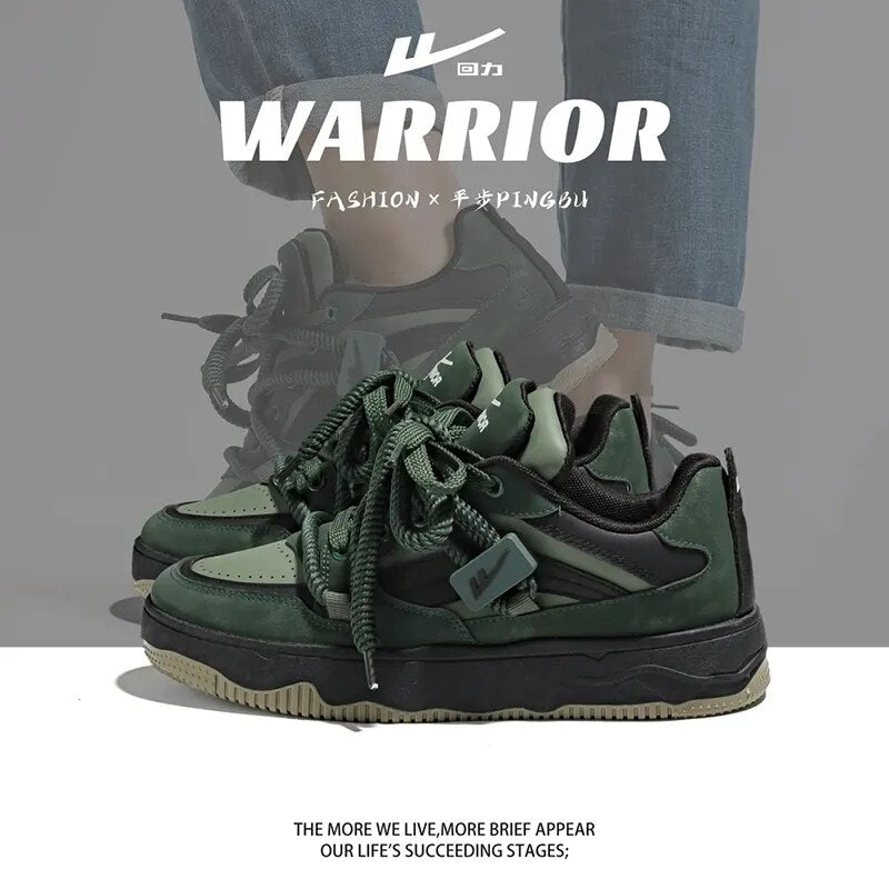 Warrior Unisex Korean Fashion Board Athletic shoe Original brand Blackish Green ins Casual Versatile Tennis Female sneakers