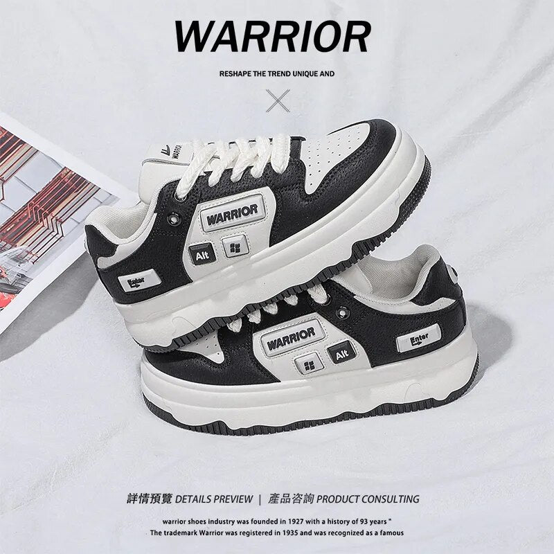 Warrior Fashion Women Shoes 2023 Pu Original Leather Sewing Chunky Casual Female Sneakers Trainers Star Luxury Walking Boots