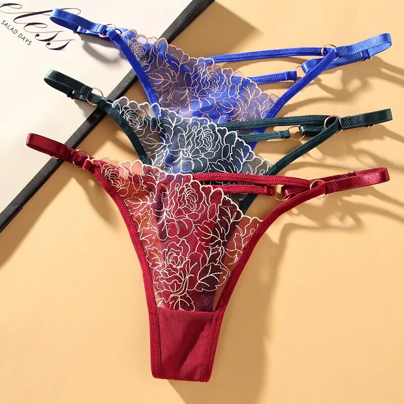 Sexy Lace Thongs Women Temptation Hot G-Strings Lingere  Adjustable Panties Transparent Underwear Ladies Briefs Underwear Thongs