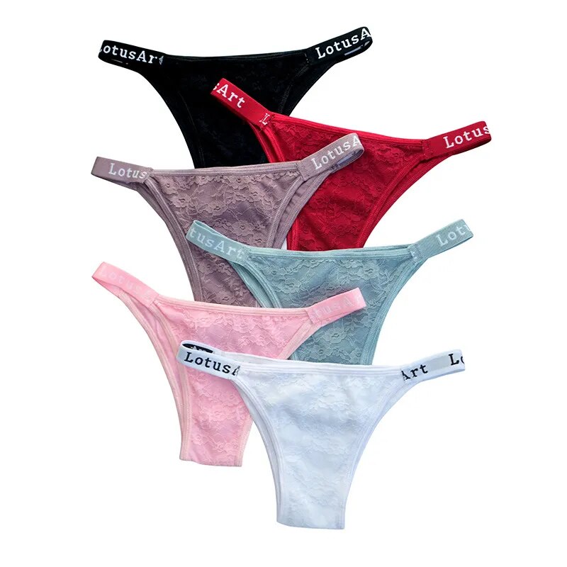 Sexy Lace Panties Women M-XL Brazilian Underpants Low-Rise Thongs Ladies Cotton Panty Letter Underwear Female G-string Lingerie