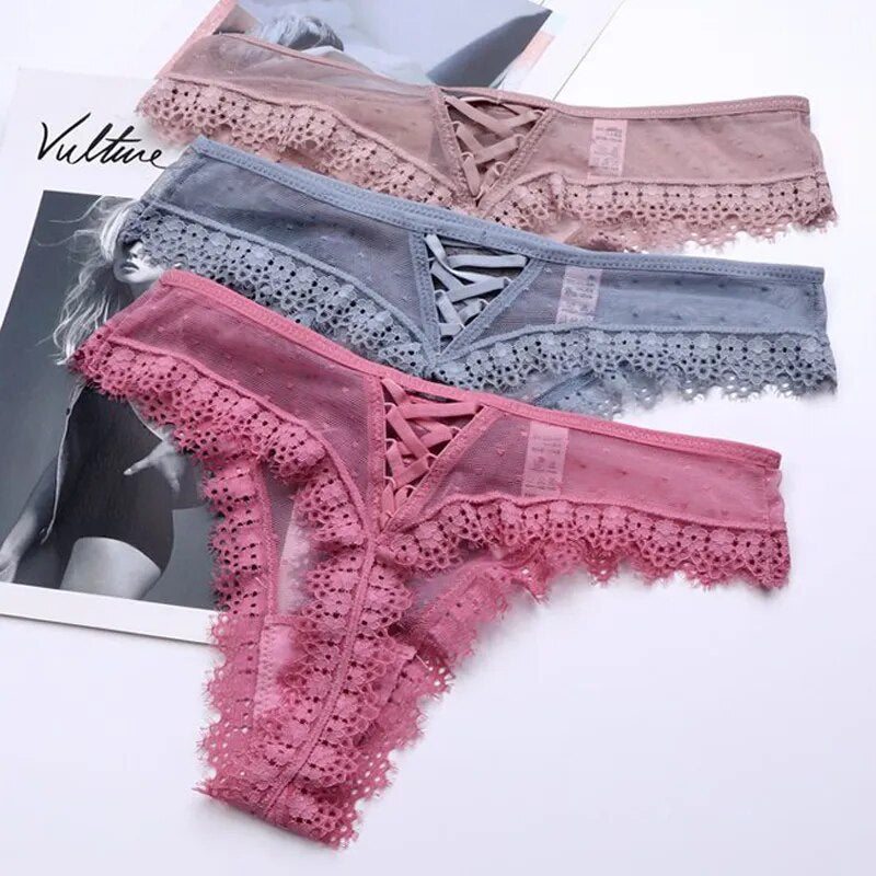 CINOON Sexy Women Lace Panties Low-waist Underwear Thong Female G String Breathable Lingerie Temptation Embroidery Intimates