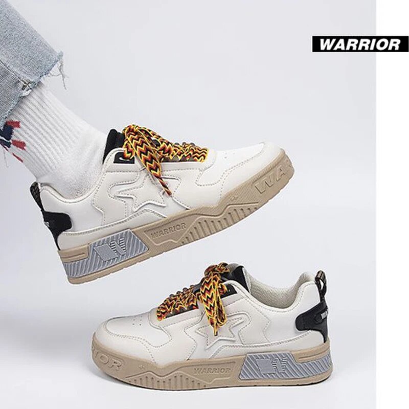 Warrior American style Sneakers Women Fashion Original Casual Shoes For Women Leather Sewing Lace-up Comfortable Walking shoes