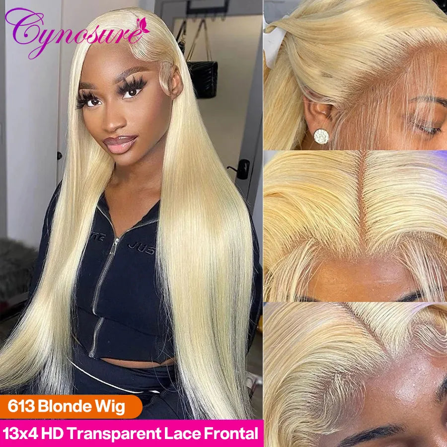 Cynosure 30inch 613 Blonde Lace Front Wig Human Hair Wigs For Women Transparent Lace Frontal Wig Blonde Bone Straight Human Hair