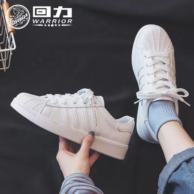 Warrior All Star Fashion Women Men Couple Casual Sneaker White Shell Flat Leather luxury Designer Shoes For Women High-quality