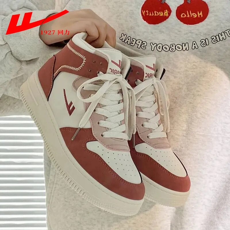 Warrior Chinese Brand Women Sneakers 2023 All Seasons Fashion High Top Board Shoe Pu Leather Sewing Trainers Star Student Casual