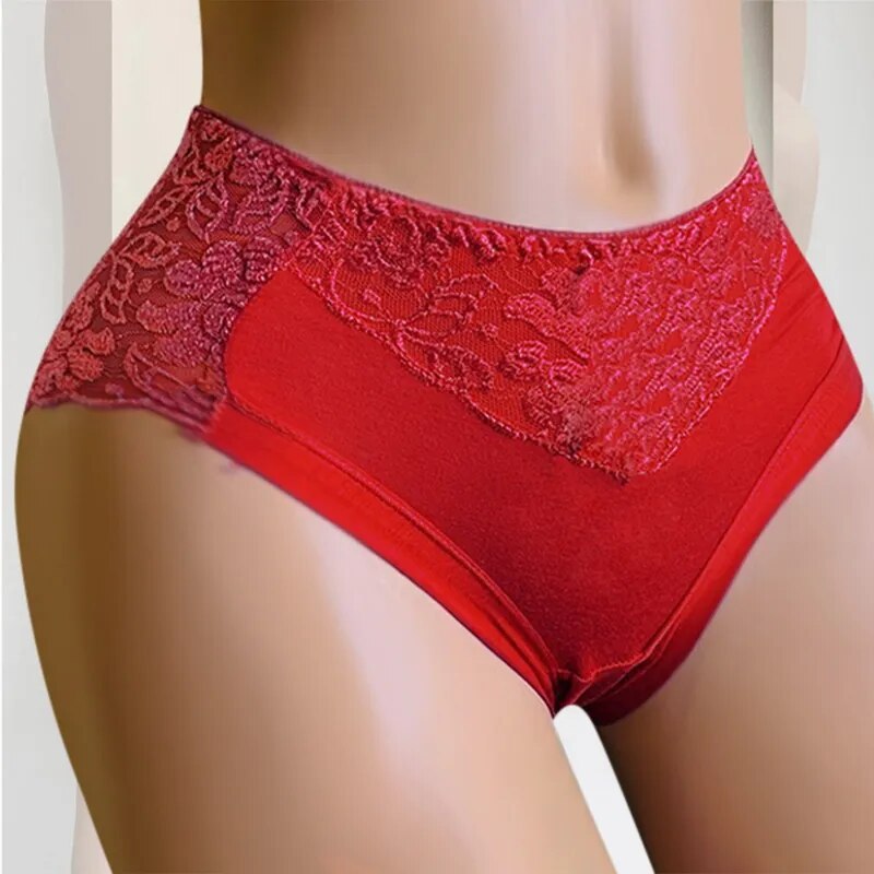 Sexy Women Mid-waist Lace Panties Transparent and Seamless Large Size Hip Lift Briefs Cotton Crotch Ladies Panties Sexy Lingerie