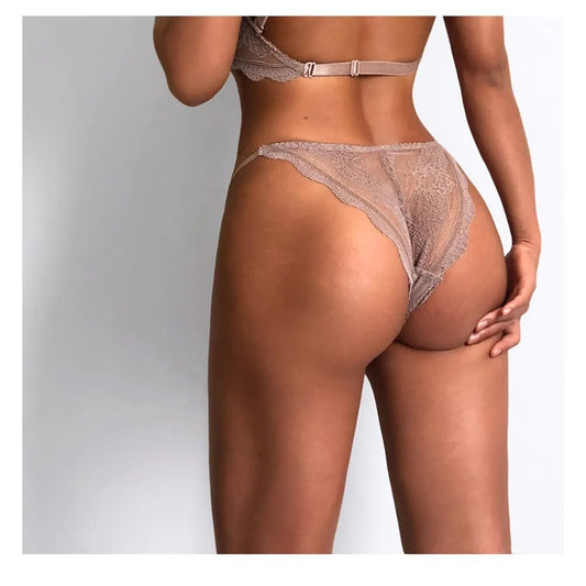 Floral Embroidered Lace Sexy Women Thong Transparent Underwear Lady Low-Rise Hollow Out Panties String Seamless Briefs Lingerie