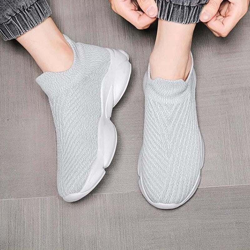 Lightweight Breathable Women's Slip-on Shoes Elastic Knit Couple Chunky Sneakers Comfort Non-slip Jogging Walking Traf 2023Woman