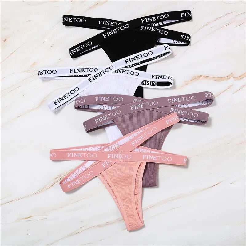 Sexy Low Waist Thongs Panties Women Cotton G-String Underwear Ladies Letter Belt Lingerie M-XL Girls Intimates Hollow Out Briefs