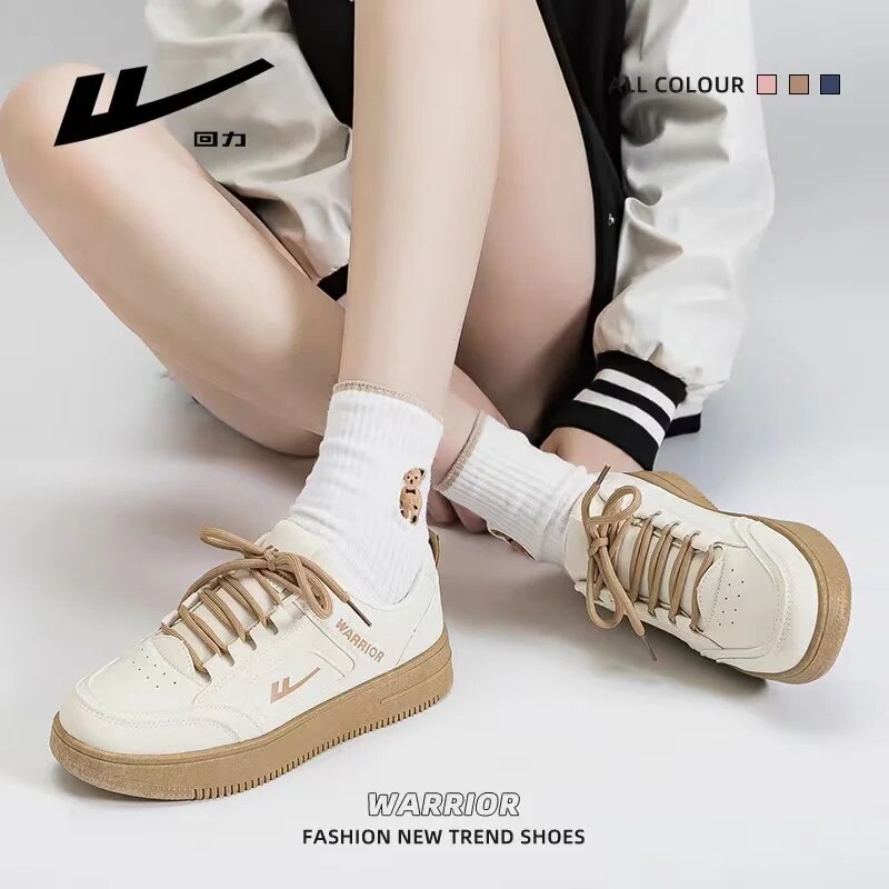 Warrior 2023 New Women Sneakers Fashion Breathable Non-slip White Tennis Woman Skateboard Plus Size