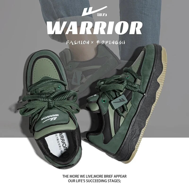 Warrior Unisex Korean Fashion Board Athletic shoe Original brand Blackish Green ins Casual Versatile Tennis Female sneakers