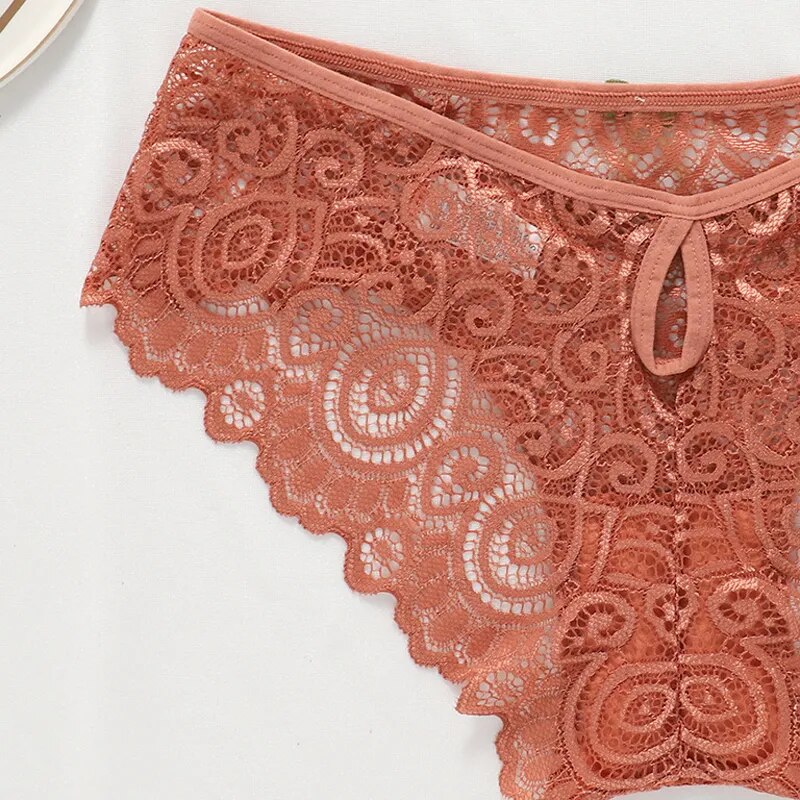 CINOON 2PCS/Set Sexy Women Panties Lace Underwear Low-Waist Briefs Hollow Out G String Underpant Transparent Female Lingerie