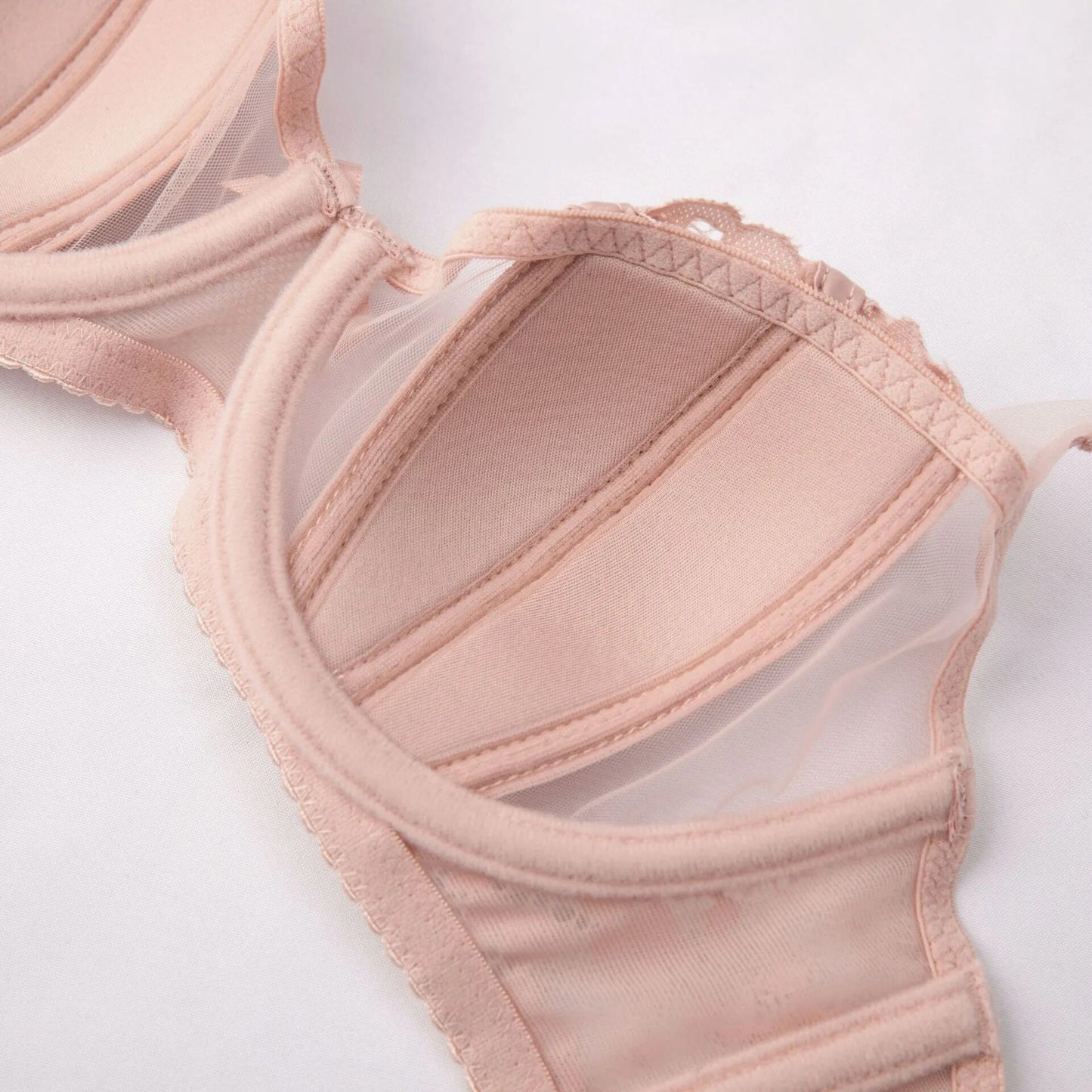 Plus Size BCD Cup Translucent Sexy Cotton Thin Half Cup Lingerie Bra and Panty Sets Push Up Adjustable Summer Women's Underwear