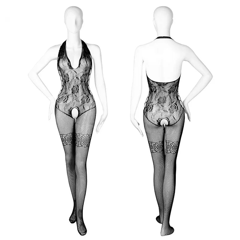 Fishnet Bodysuit Hollow Open Crotch Sexy Lingerie See Through Full Body Stockings Mesh Erotic Costumes Teddies Sexiest Body Suit