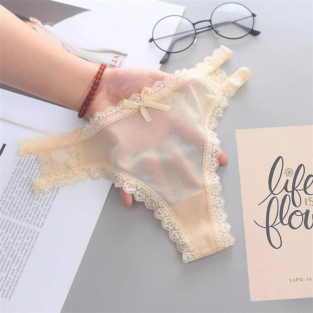 Summer Thin Panties Sexy Hollow Out Women's Lace Seamless Underwear Low-Rise Lingerie G-String Comfort Transparent Lady Briefs