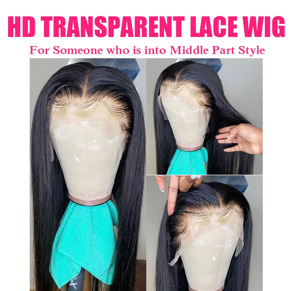 Cynosure HD Transparent Lace Frontal Wigs T Part 150 Density Brazilian Straight Lace Front Wig Remy Straight Human Hair Wigs