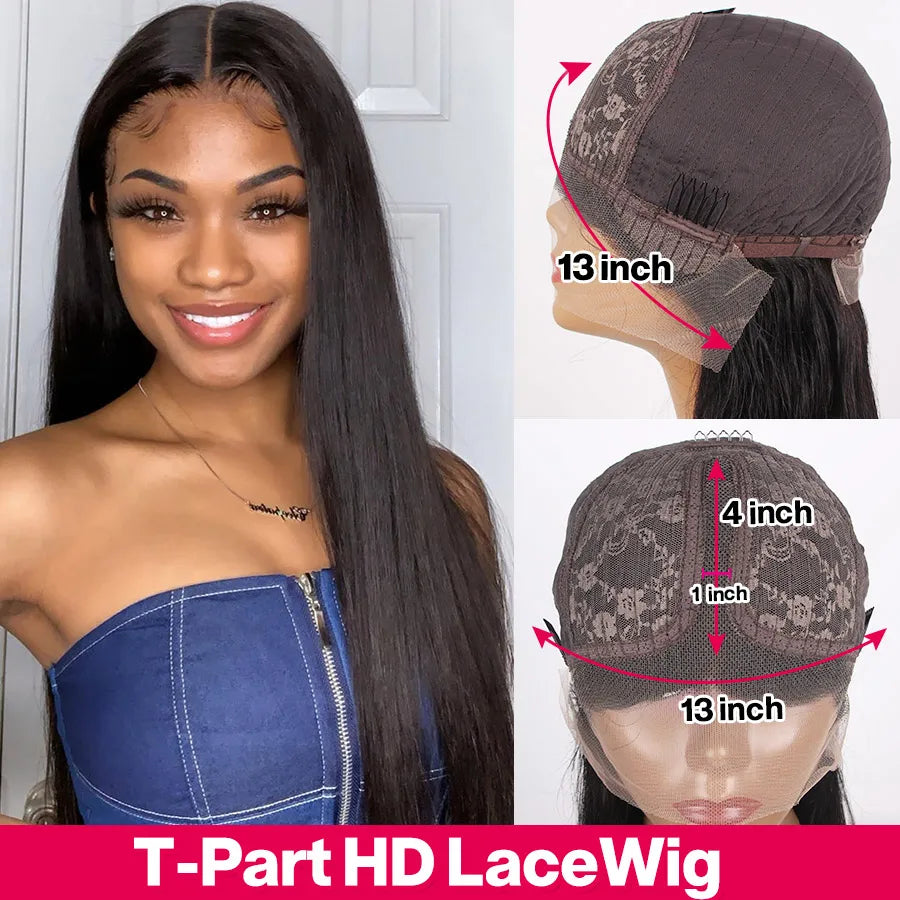 Cynosure HD Transparent Lace Frontal Wigs T Part 150 Density Brazilian Straight Lace Front Wig Remy Straight Human Hair Wigs