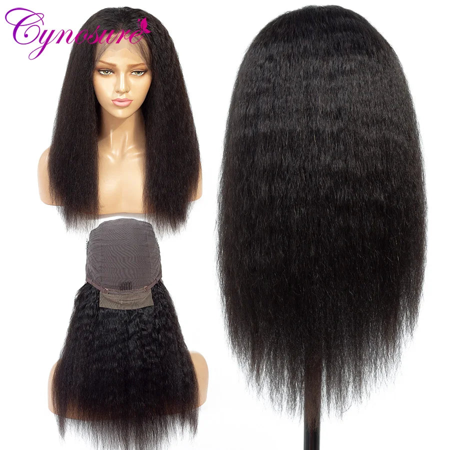 Cynosure 32 34 inch Kinky Straight Wig Lace Front Human Hair Wigs PrePlucked 13x4 HDTransparent Lace Frontal Wigs For Women Remy